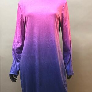 STYLEWE Pink and Purple Ombre Long Sleeve Dress
